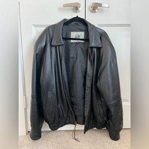 Vintage Black Leather Jacket size men XL